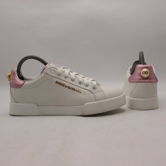 Dolce & Gabbana Portofino Women’s Size EU 38 White Leather Casual Sneakers - Picture 1 of 12